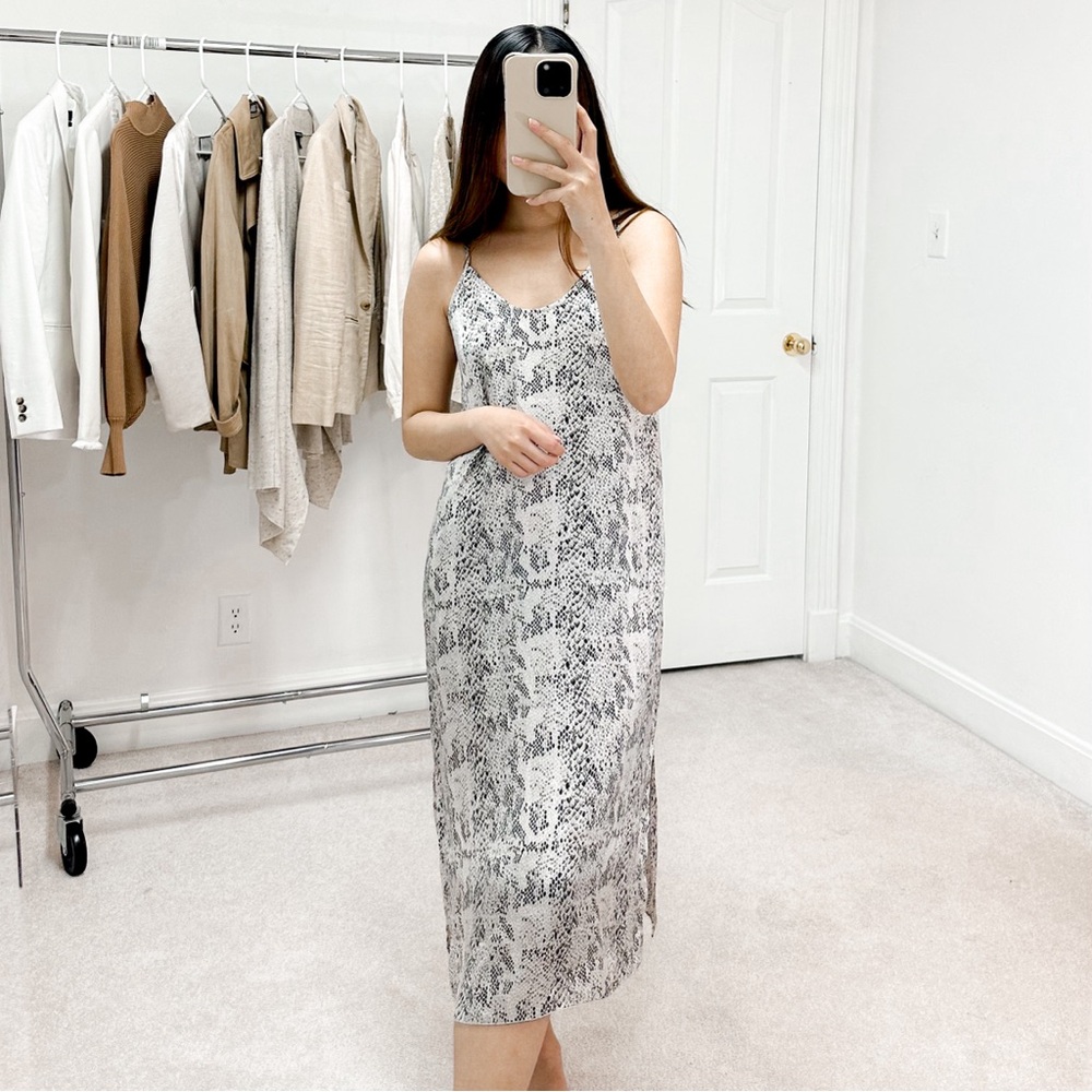 ATM Anthony Thomas Melillo Snake Print 100% Silk Slip Midi Dress